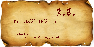Kristó Béla névjegykártya